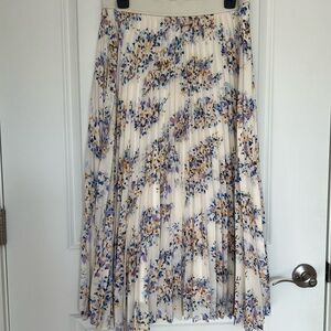 Vince Camuto Floral A-Line Skirt - Cream and Blue
